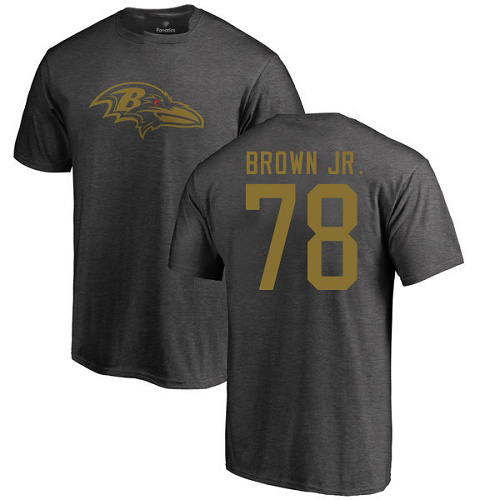Men Baltimore Ravens Ash Orlando Brown Jr. One Color NFL Football #78 T Shirt